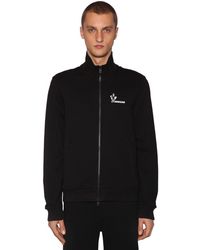 Moncler Zip Up Cotton Blend Sweatshirt Hoodie - Black