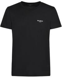Balmain - T-Shirt aus Baumwoll-Jersey mit Logoflockdruck - Lyst