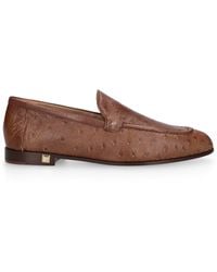 Max Mara - 10Mm Ostrich Print Leather Loafers - Lyst