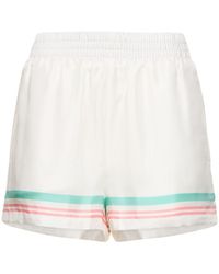 Casablancabrand - Printed Silk Twill Elastic Waist Shorts - Lyst