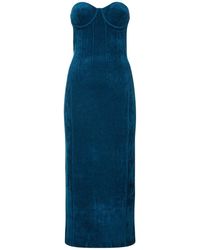 Galvan London - Titania Compact Velvet Knit Midi Dress - Lyst