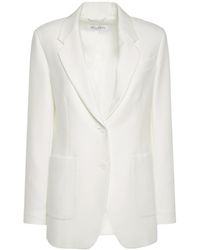 Max Mara Cotton Fox Blazer in White | Lyst