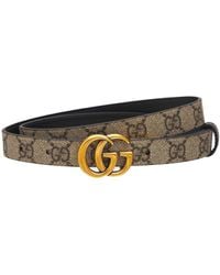 Gucci - gg Marmont Reversible Thin Leather Belt - Lyst