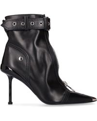 Alexander McQueen - 90Mm Slash Leather Ankle Boots - Lyst