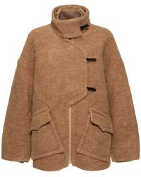 Ganni - Brown Boucle Wool Shoulder Jacke - Lyst