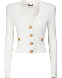 Balmain - Buttoned Knit Crop Cardigan - Lyst