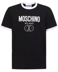 Moschino - T-shirt en jersey de coton stretch imprimé logo - Lyst