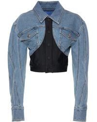 Mugler - Stretch Denim & Jersey Jacket - Lyst