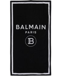 Balmain Serviette De Plage Imprimé Logo - Noir