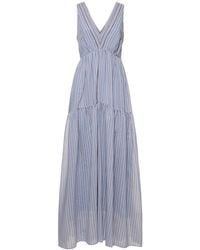 Brunello Cucinelli - Striped Cotton & Silk Gauze Long Dress - Lyst