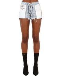Short en denim avec legging Unravel Project en coloris Noir Femme Vêtements Shorts Shorts longs et longueur genou 
