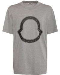 Moncler Logo Outline Cotton T-shirt in Gold (Metallic) for Men | Lyst