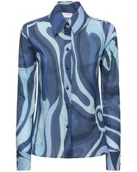 Emilio Pucci - Marmo Printed Cotton Voile Shirt - Lyst