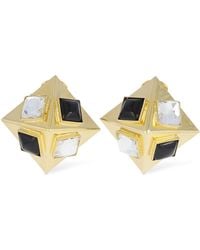Alessandra Rich - Pyramid Earrings W/ Crystals - Lyst