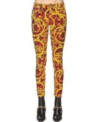 Versace Jeans Couture Bedruckte Jeans Aus Baumwolldenim - Rot