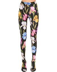 Dolce & Gabbana ́leggings Aus Jersey Mit Blumendruck - Schwarz