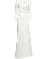 long cocotte dress in ivory silk crepe satin