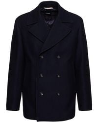 BOSS - Clay Double Breast Wool Blend Peacoat - Lyst