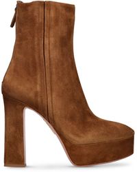 Aquazzura - 120Mm Groove Suede Ankle Boots - Lyst
