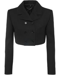Dolce & Gabbana - Double Breasted Wool Crepe Crop Blazer - Lyst