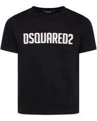 DSquared² - T-shirt in jersey di cotone con logo - Lyst