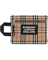 Burberry Pouch Mit Griff Und Logopatch - Mehrfarbig