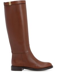 Burberry 30mm Redgrave Leather Tall Boots - Brown