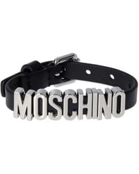 Moschino - Logo Leather Bracelet - Lyst