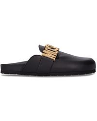 Moschino - 30mm Leather & Shearling Mules - Lyst