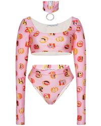 Alessandra Rich Bedruckter Bikini Mit Halsband - Pink