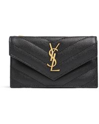 Saint Laurent - Monogram Leather Card Holder - Lyst