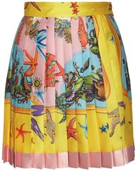 Versace Minifalda Plisada De Sarga Estampada - Multicolor