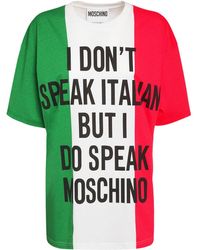 Moschino T-shirt En Jersey De Coton Motif Slogan Italien - Multicolore
