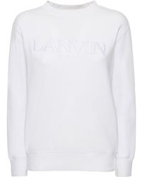 Lanvin - Felpa in cotone con logo ricamato - Lyst