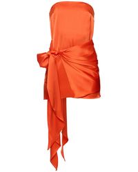 David Koma - Mujer Vestido Corto De Satén Sin Tirantes - Lyst