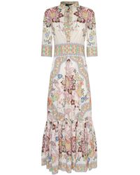 Etro - Printed Cotton Blend Midi Dress/Multi - Lyst