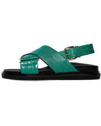 Marni 30mm Hohe Ledersandalen Mit Prägung - Grün