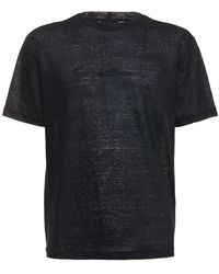 Giorgio Armani - Linen Jersey Embroidered Logo T-shirt - Lyst