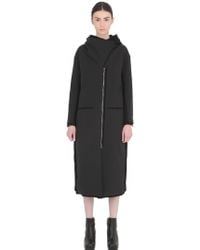 Transit Nylon & Cotton Hooded Coat - Black