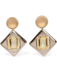 Saint Laurent - Geometric Brass & Resin Drop Earrings - Lyst