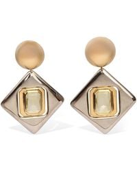 Saint Laurent - Geometric Brass & Resin Drop Earrings - Lyst