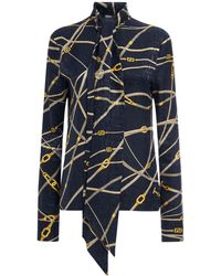 Versace - Camicia in misto seta jacquard - Lyst