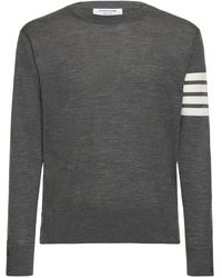 Thom Browne - Wool Crewneck Sweater W/ Stripes - Lyst
