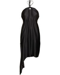 Ferragamo - Tech Satin Asymmetric Midi Dress - Lyst