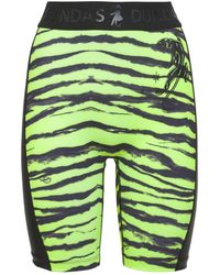 Dundas Printed Biker Shorts W/ Side Logo - Green