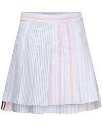 Thom Browne - Striped Oxford Cotton Pleated Mini Skirt - Lyst