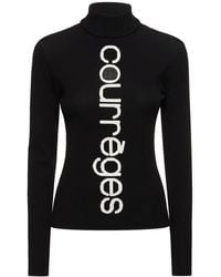 Courreges - Logo Intarsia Knit Viscose Blend Sweater - Lyst