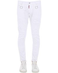 DSquared² 17cm Tidy Biker Cotton Denim Jeans - White