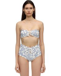 Marysia Swim Antibes Printed Bikini Bandeau Top - Blau