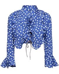 Vivienne Westwood - Heart Printed Cotton Cropped Shirt - Lyst